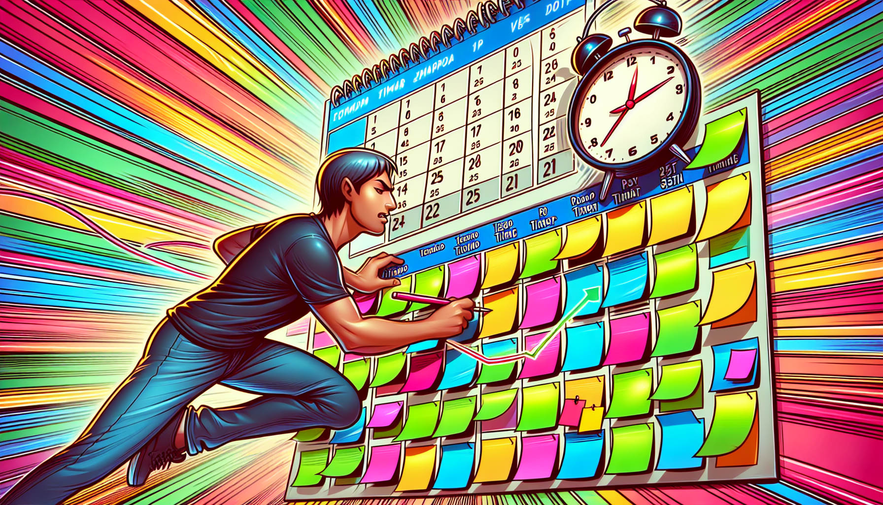 Cartoon depiction of planning tasks for the pomodoro technique