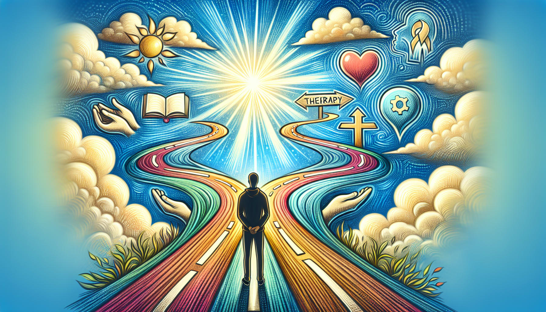 An illustration depicting coping with major life changes and seeking mental health support.