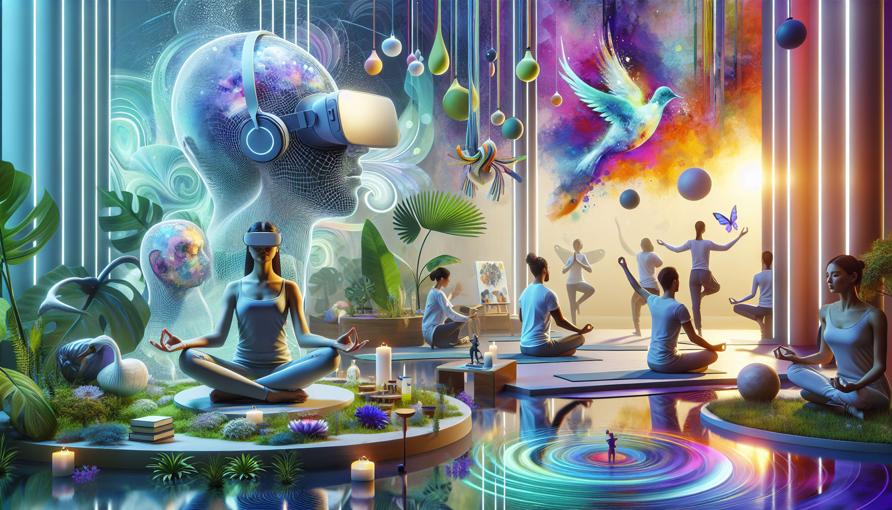Innovative wellness trends in therapy including mindfulness and technology.