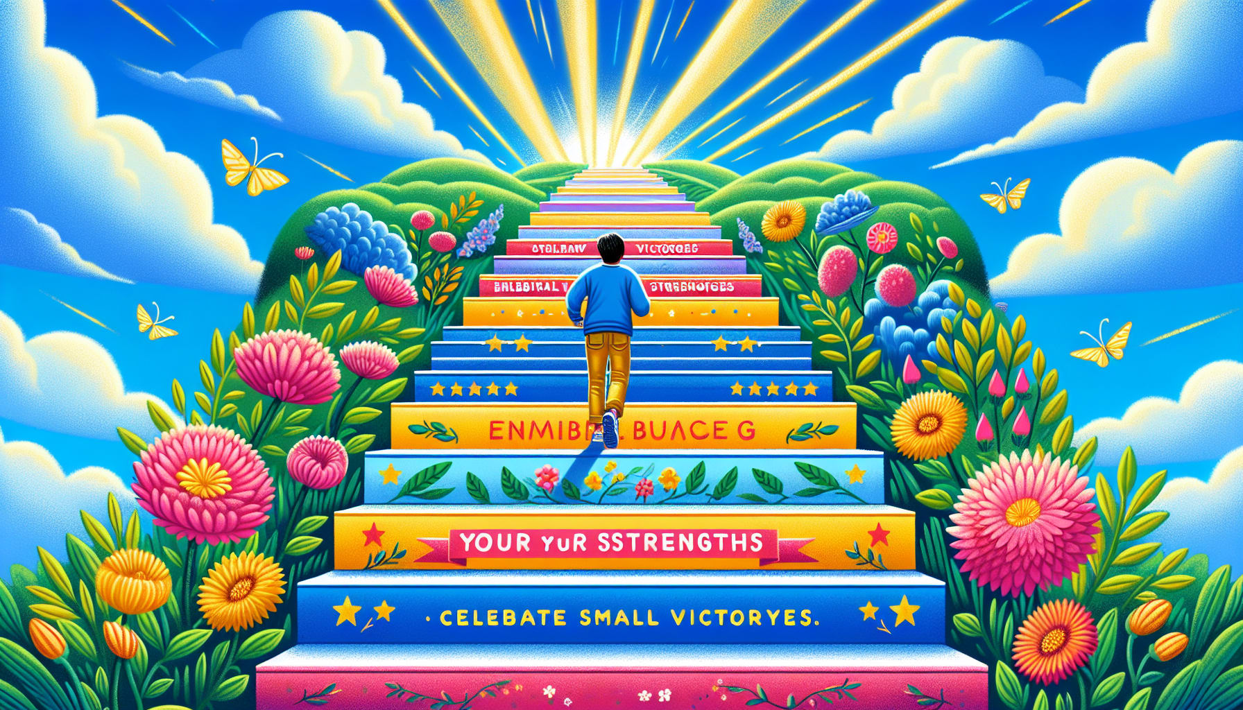 An illustration showcasing the journey of building self esteem.