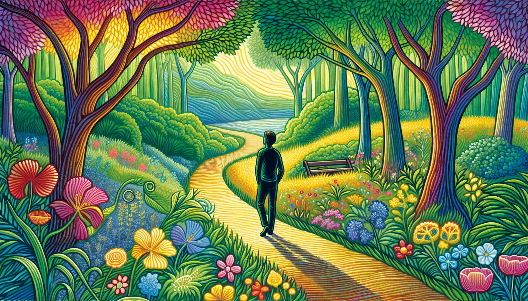 An illustration depicting a person on a journey of personal growth, exploring their authentic self.