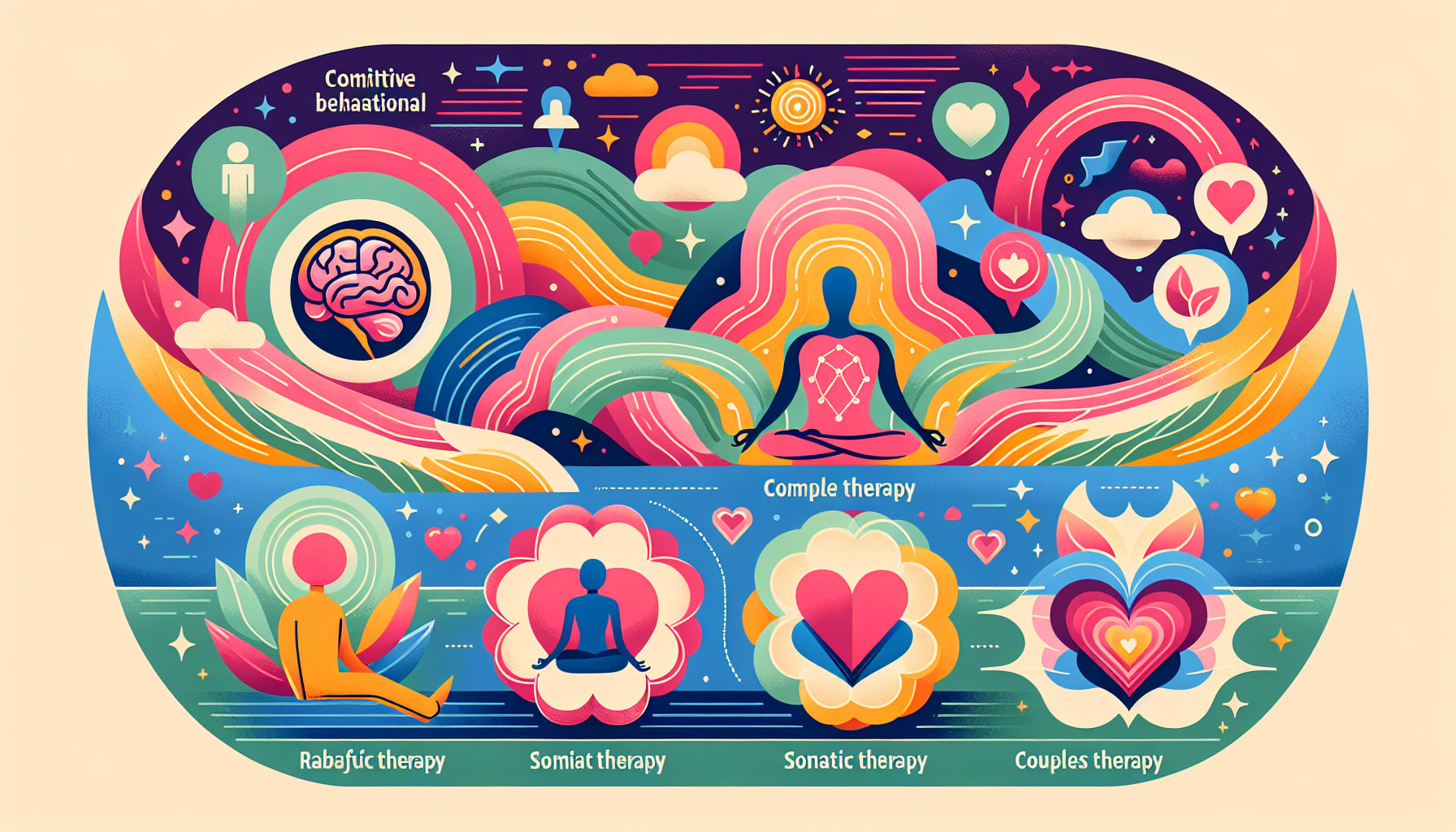 An illustration depicting various therapy techniques used by therapists in Los Angeles.