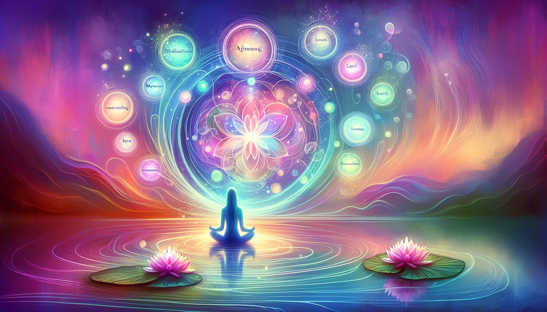 An illustration showing positive affirmations being used for immediate stress relief.