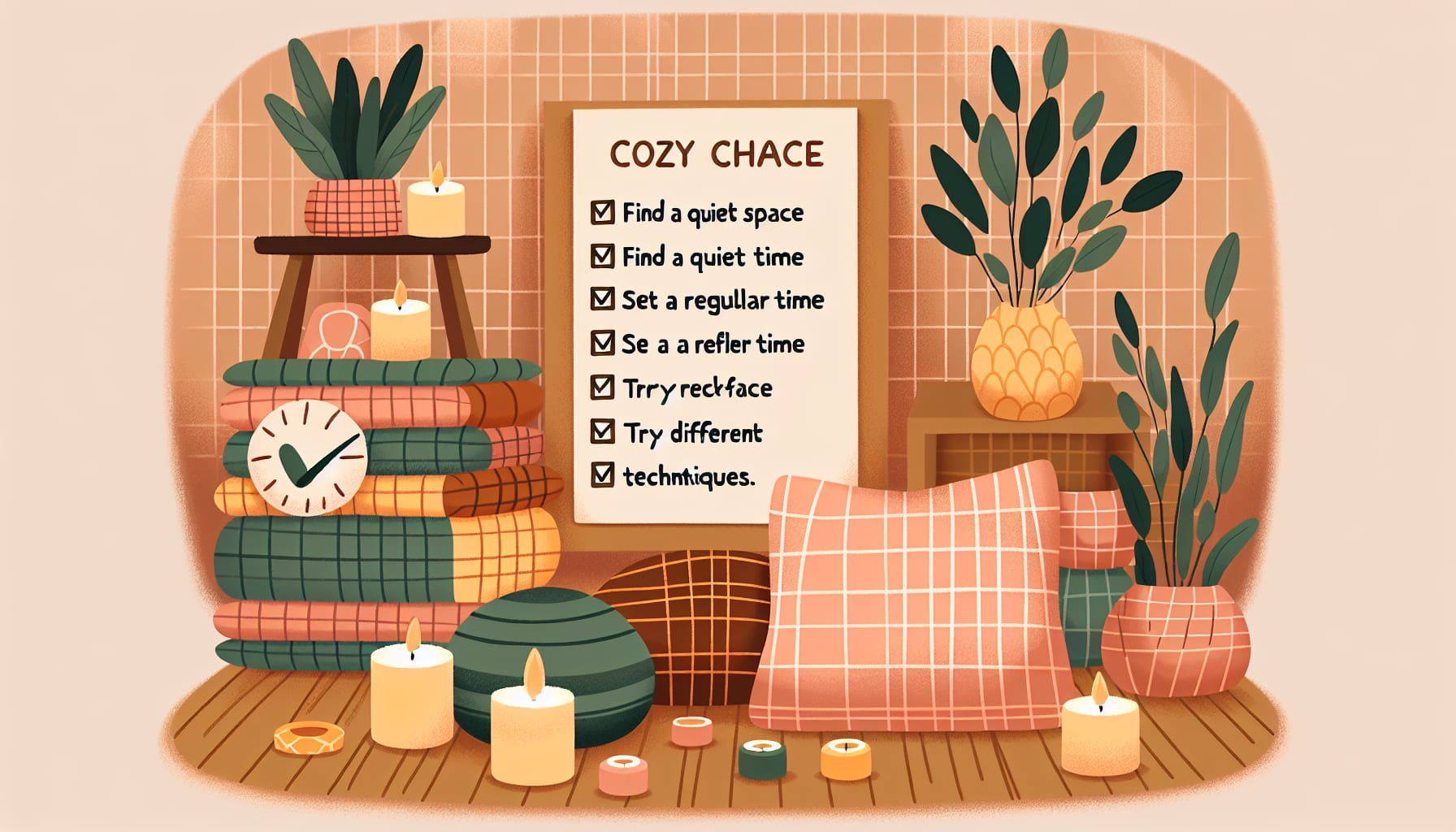 An illustration of tips for starting a relaxation practice.