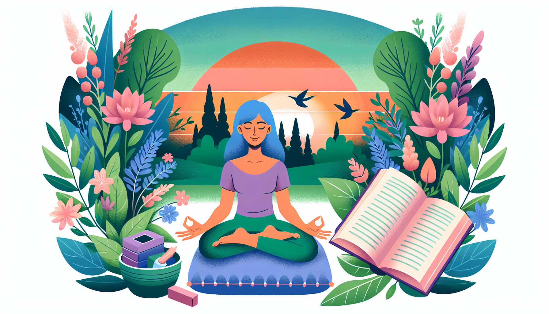 An illustration of a person taking steps towards self-care, symbolizing strategies to handle breadcrumbing.