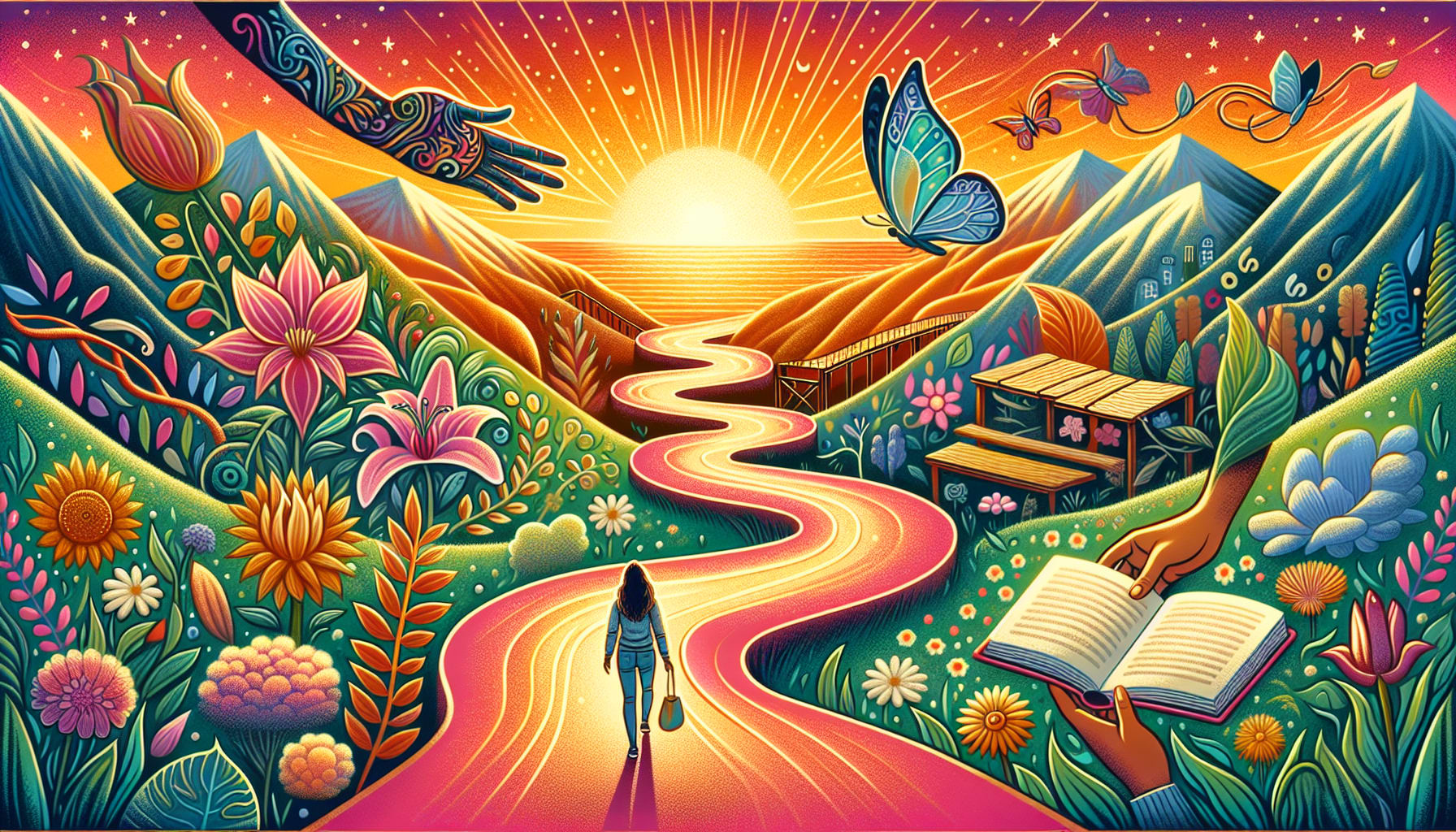 An illustration representing the journey towards healing and therapy.