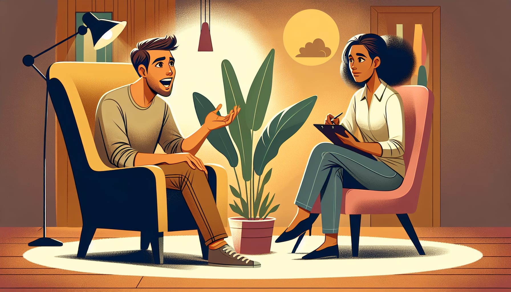 Engaging actively in the therapeutic process, discussing with a therapist.