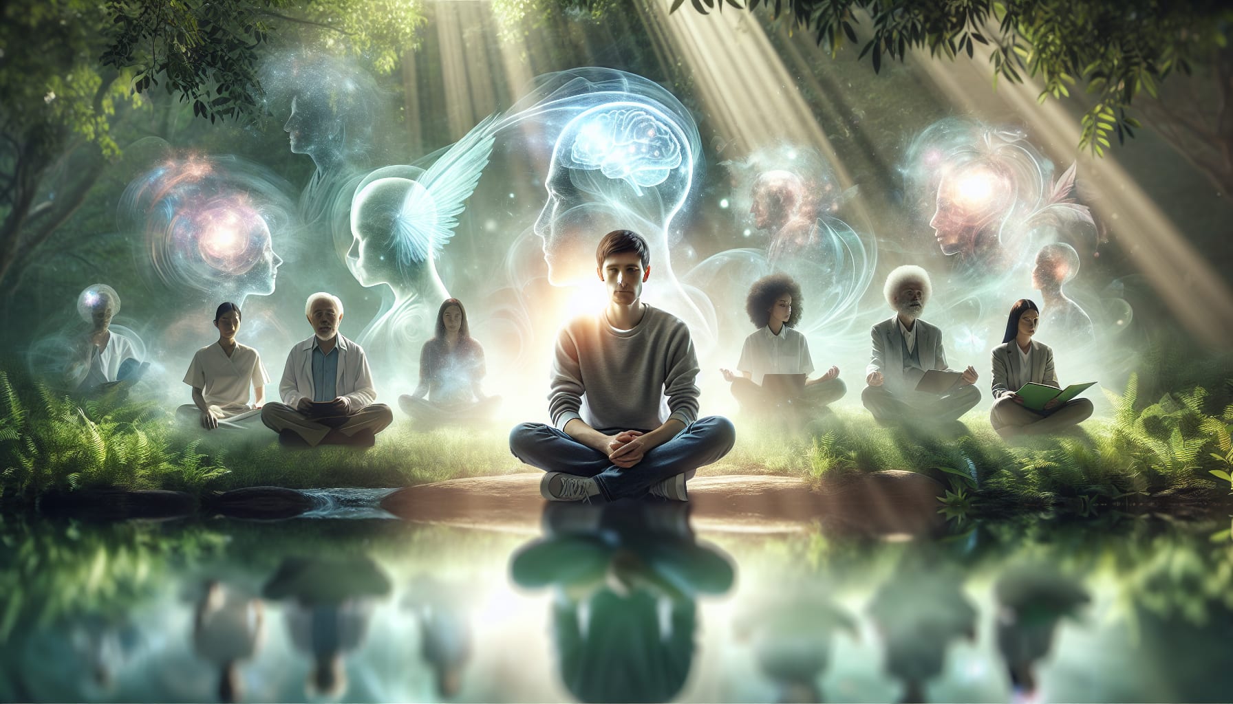 An illustration showing a person considering various mental health professionals to choose the right one for their needs.