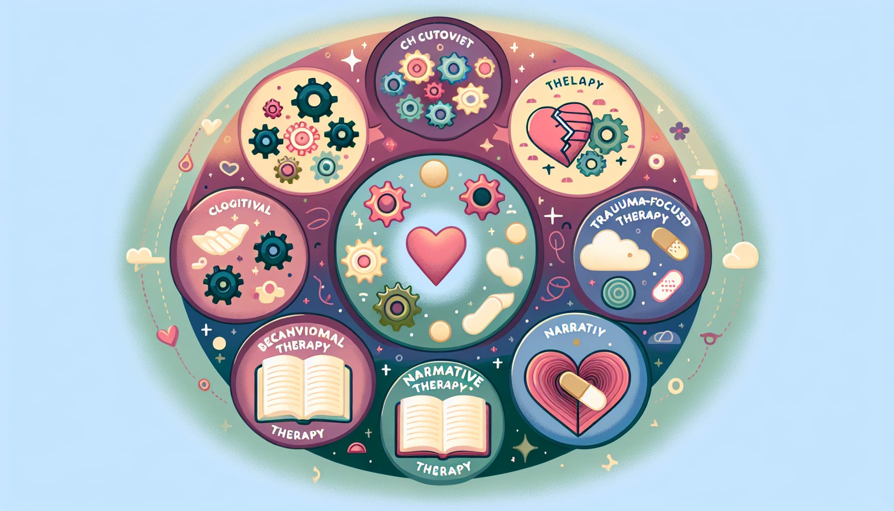Different types of therapy available for emotional abuse recovery.