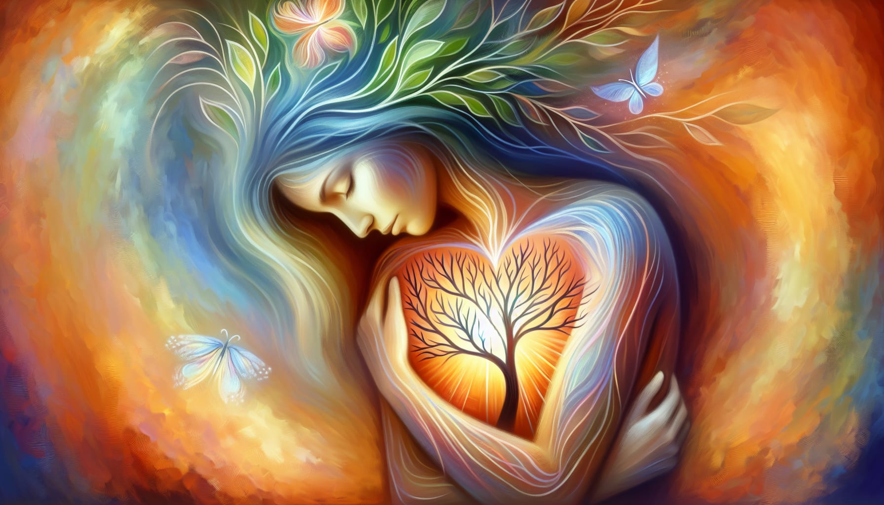 Artistic representation of self-compassion and acceptance