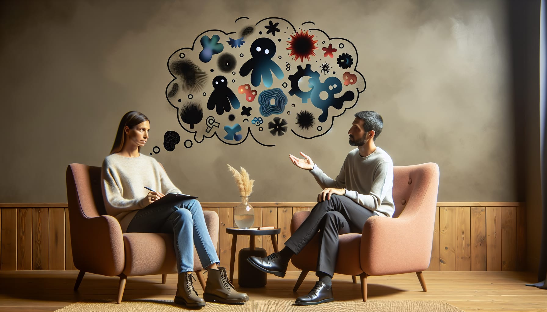Illustration of cognitive behavioral therapy session