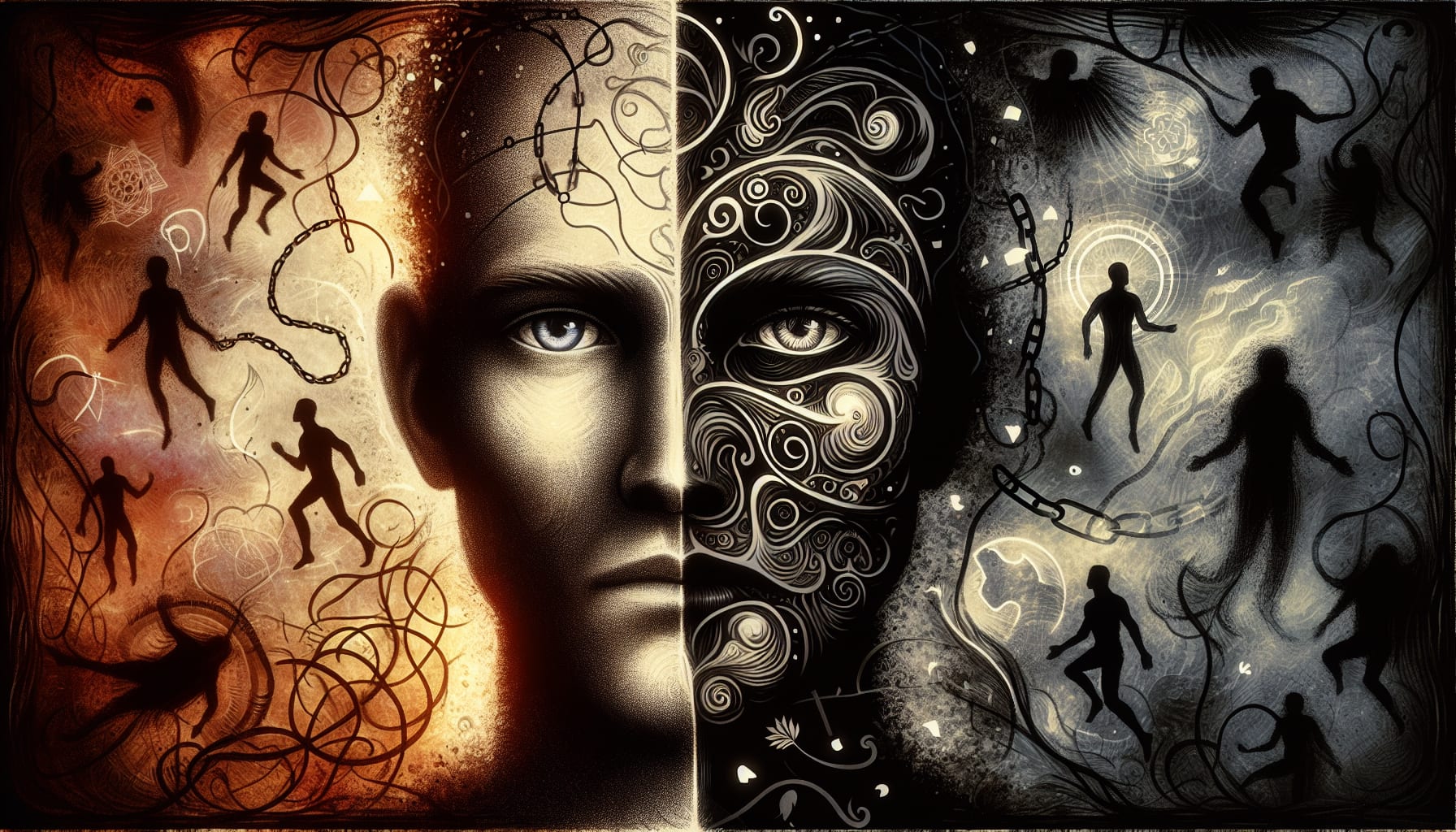 An illustration of signs and symptoms associated with Stockholm Syndrome, depicting a person showing conflicting emotions.
