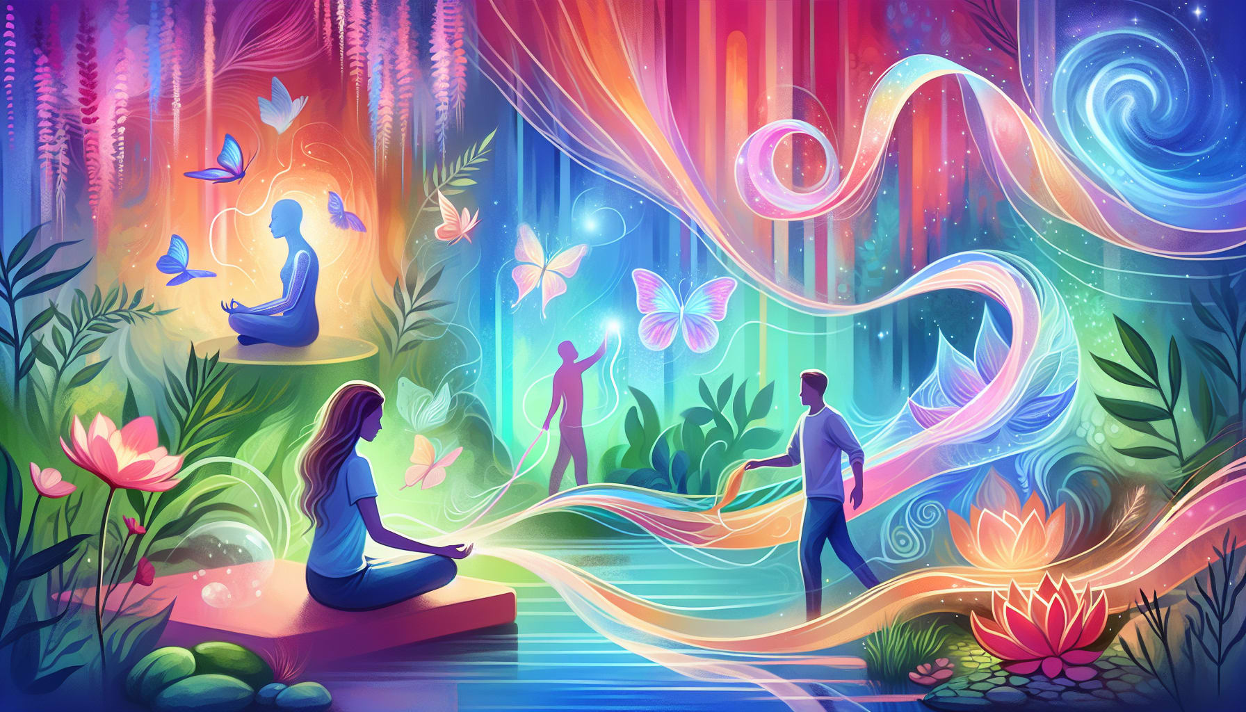 An artistic depiction of different types of somatic trauma therapies.