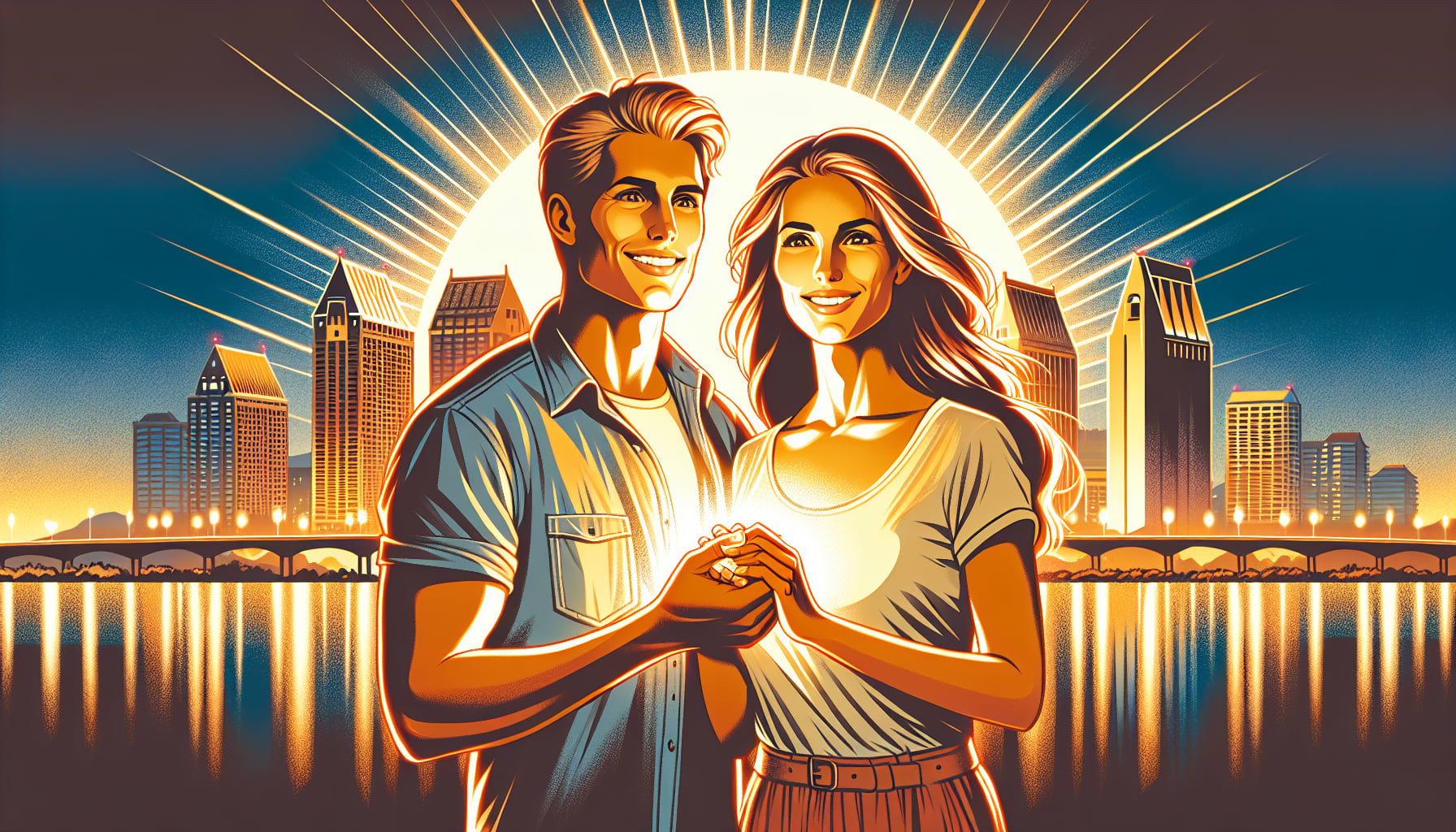 Illustration of a happy couple after premarital counseling