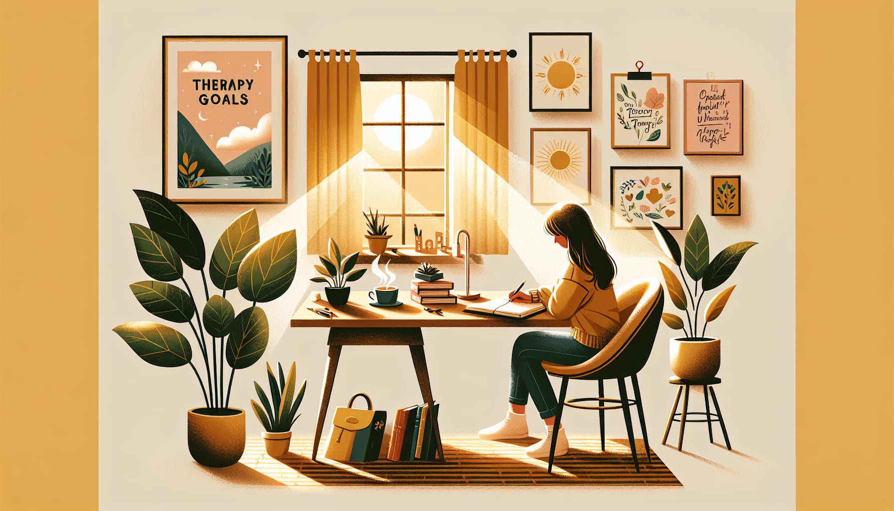 A visual representation of setting clear therapy goals.