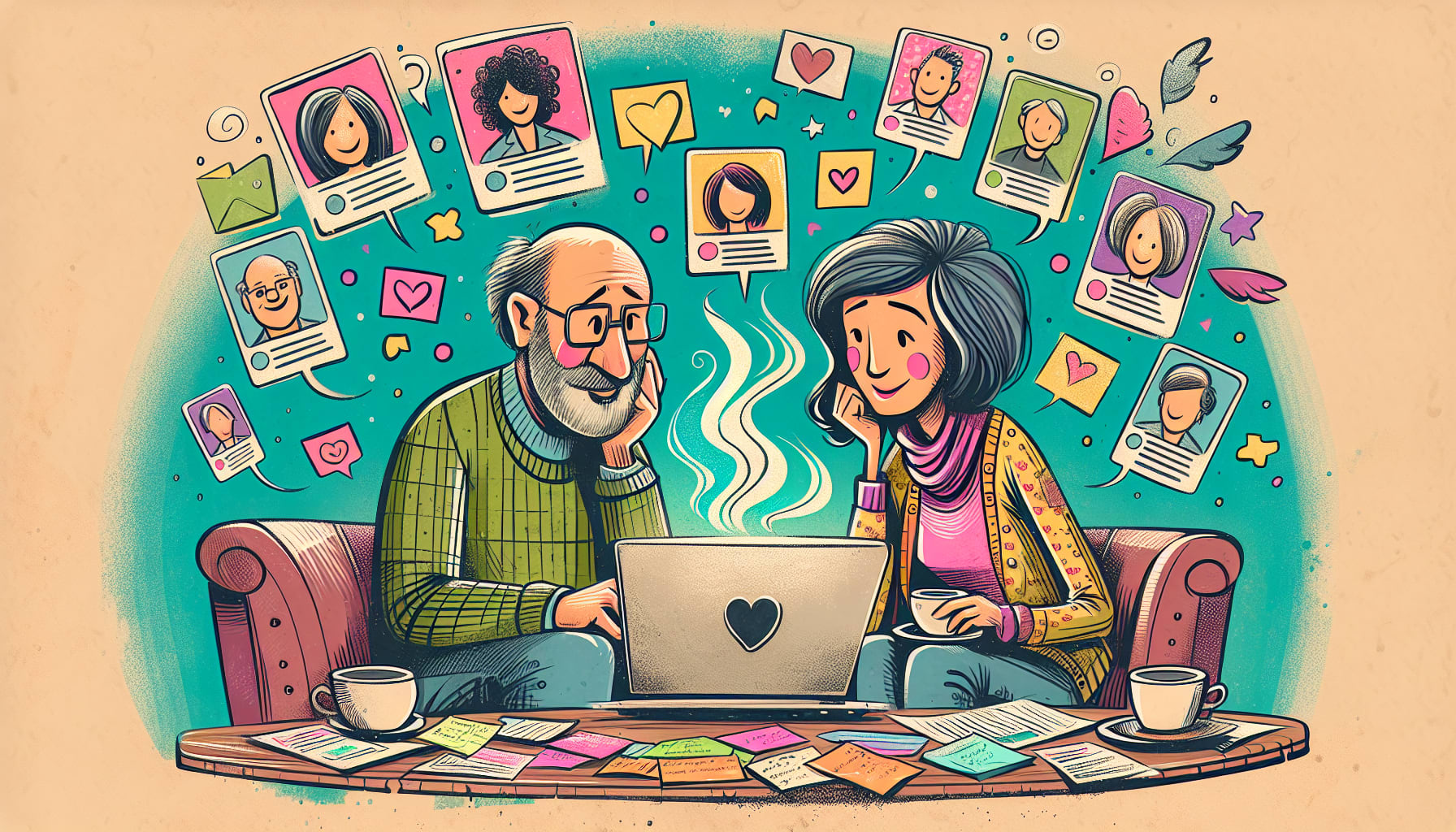 An illustration showing a couple researching therapists, emphasizing the importance of finding the right therapist in Roseville.
