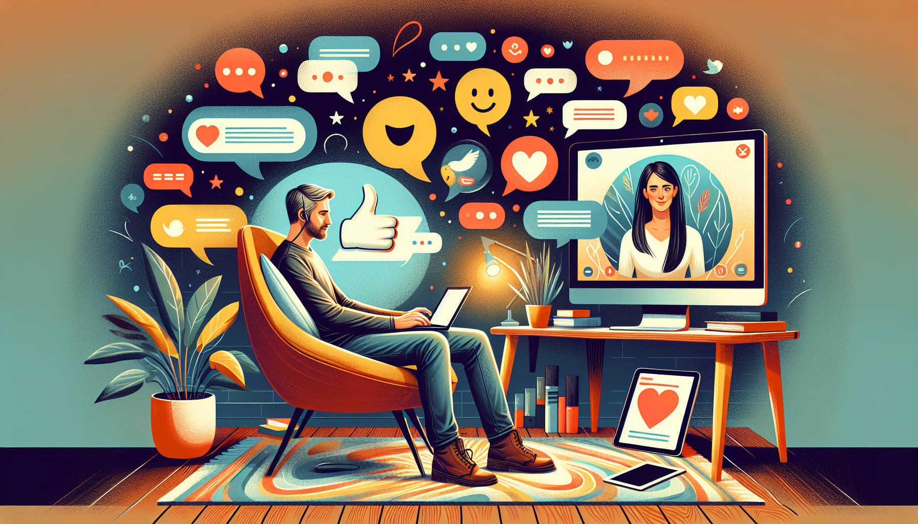 An illustration depicting online therapy options in Roseville.