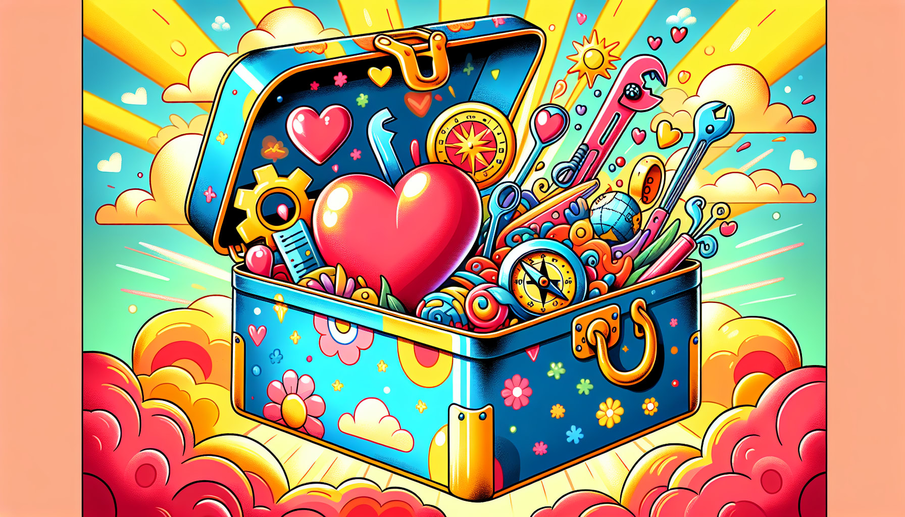 An illustration depicting tools and strategies for moving forward in a relationship.