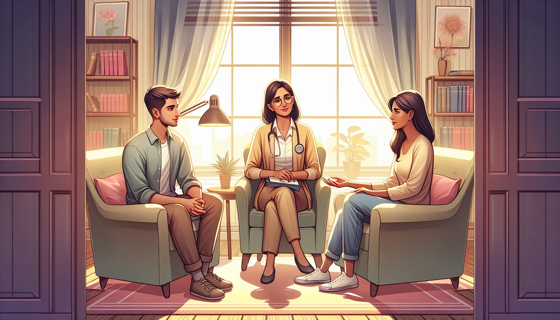 A visual representation of couples therapy, highlighting its role in stress management.
