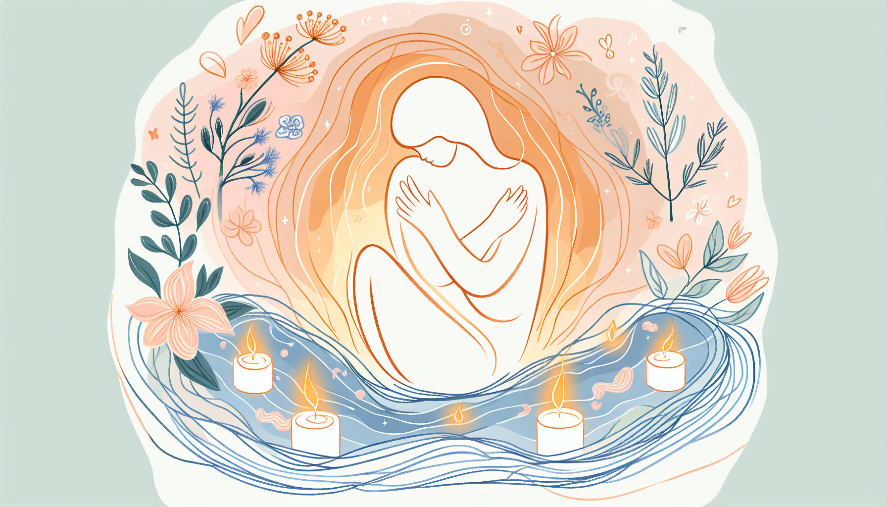 An illustration showcasing self-love through physical touch.