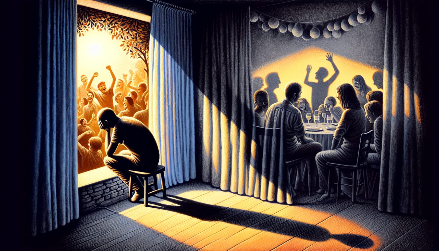 An illustration showing how phobias can impact daily life, with a person avoiding social situations.