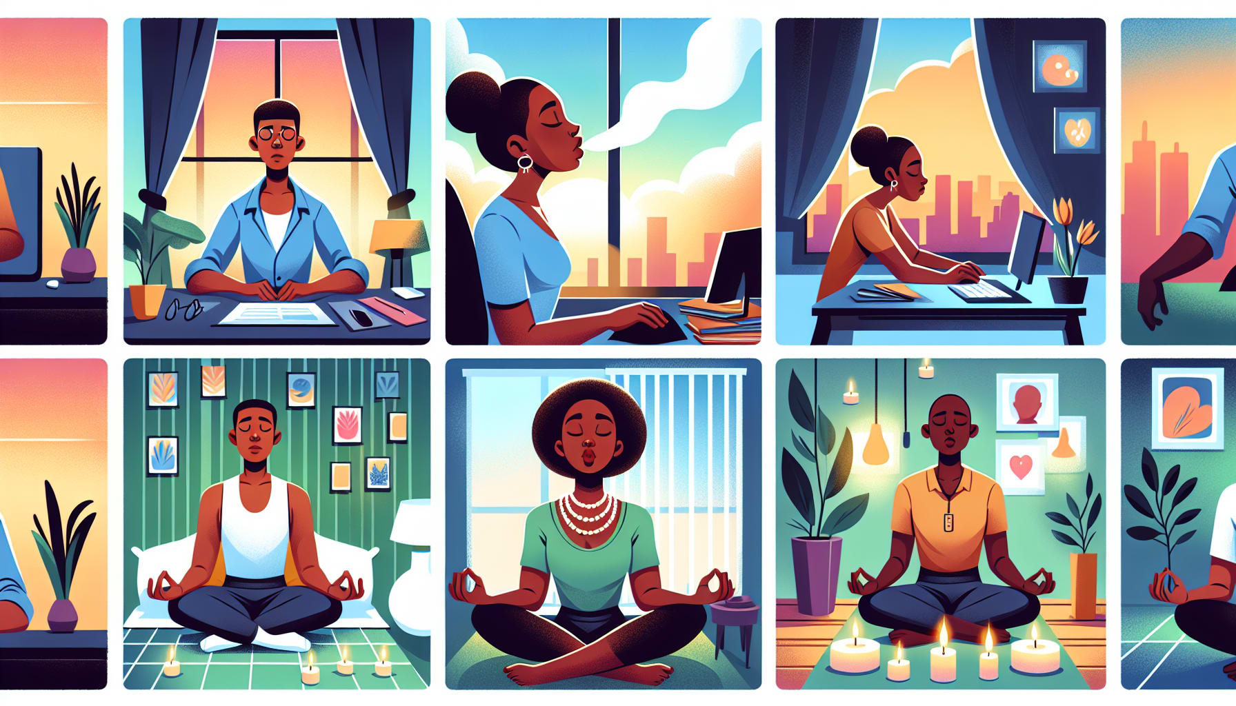 An illustration of integrating box breathing into daily routines.