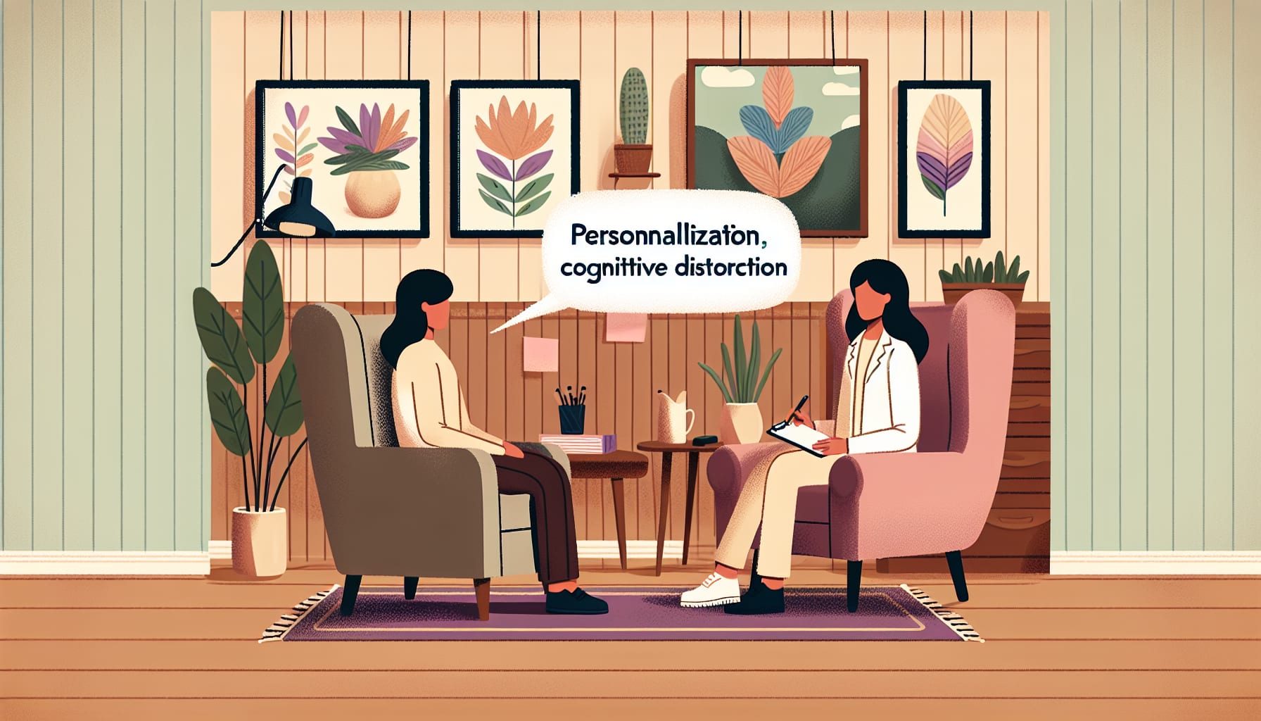 An illustration of a person seeking professional help for mental health issues related to personalization.
