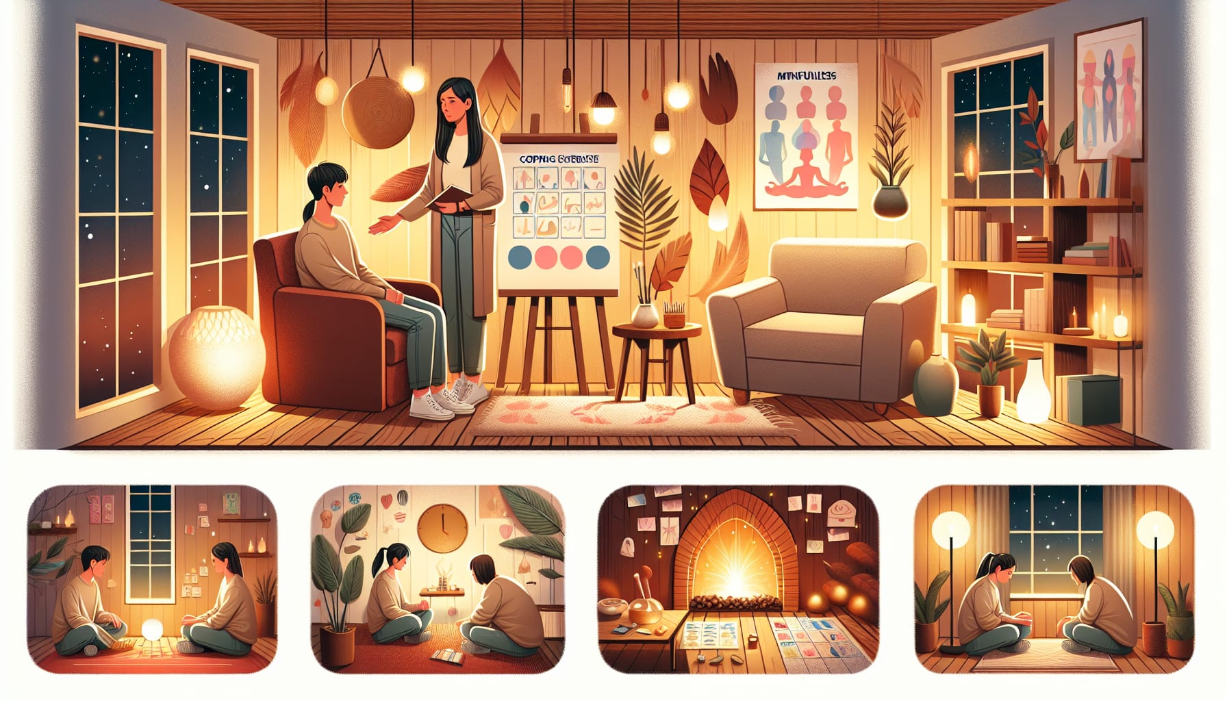 An illustration depicting effective trauma informed therapy techniques.
