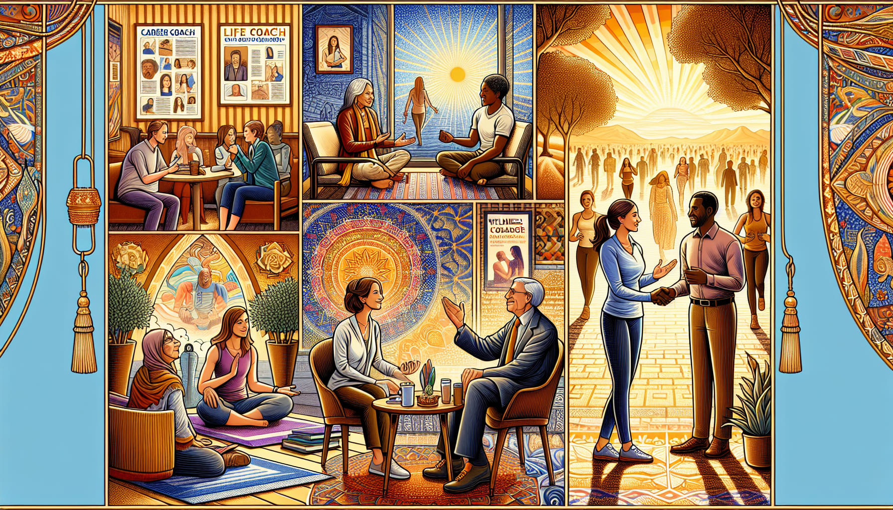 An illustration of different types of life coaching services available.