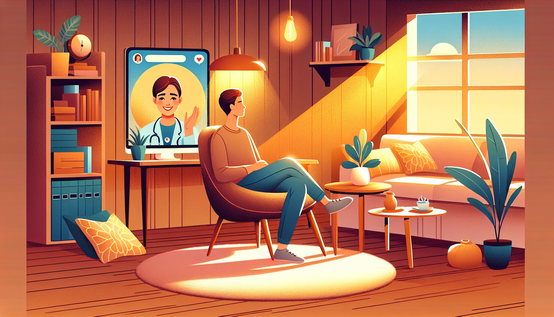 An illustration of online therapy options available in San Diego.