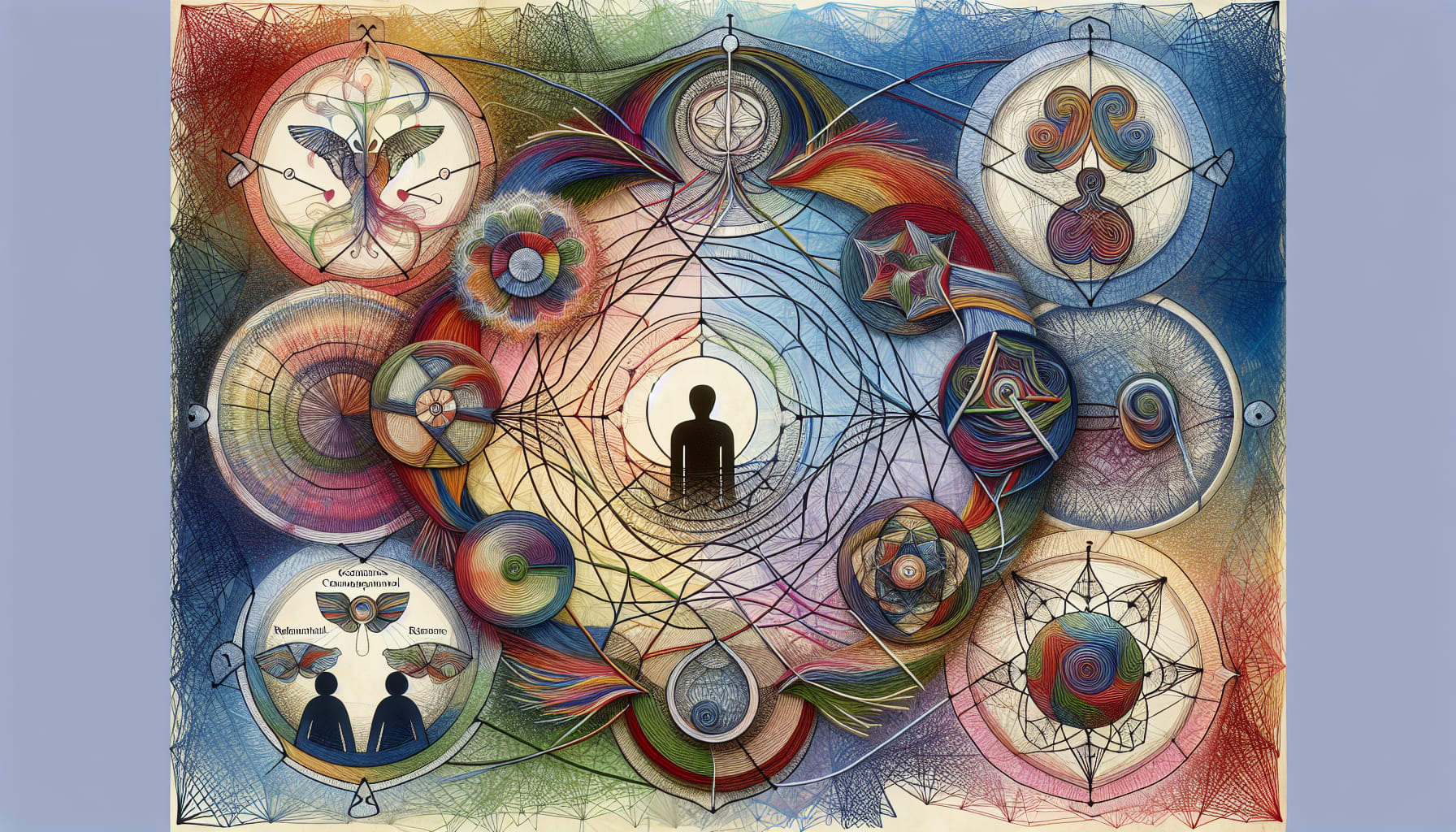 Artistic representation of schema therapy techniques for healing relationship schemas