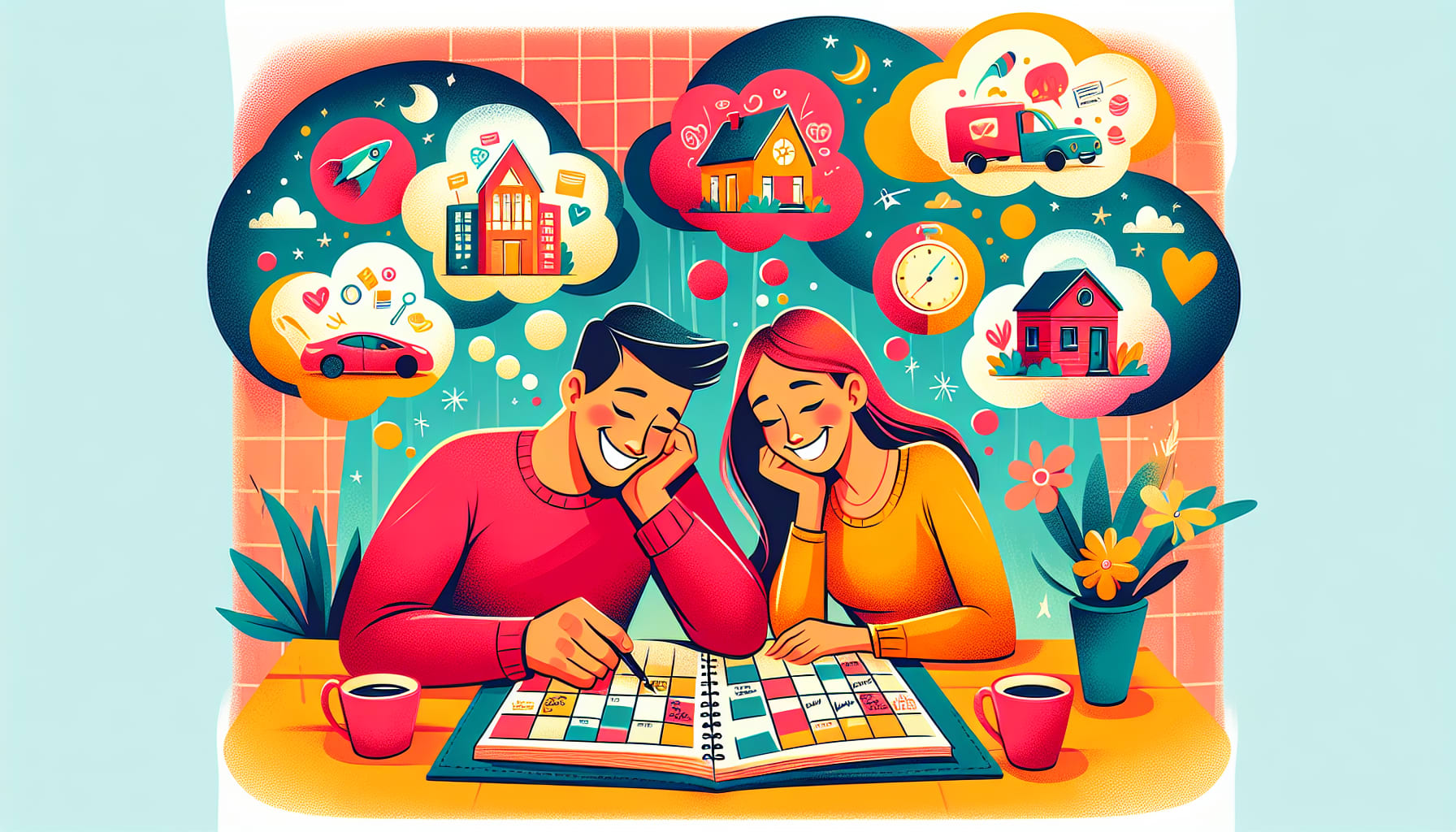 An illustration of a couple having honest conversations about their future.