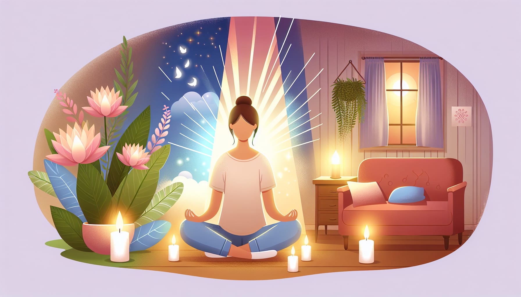 An illustration of a person starting their healing journey through therapy.