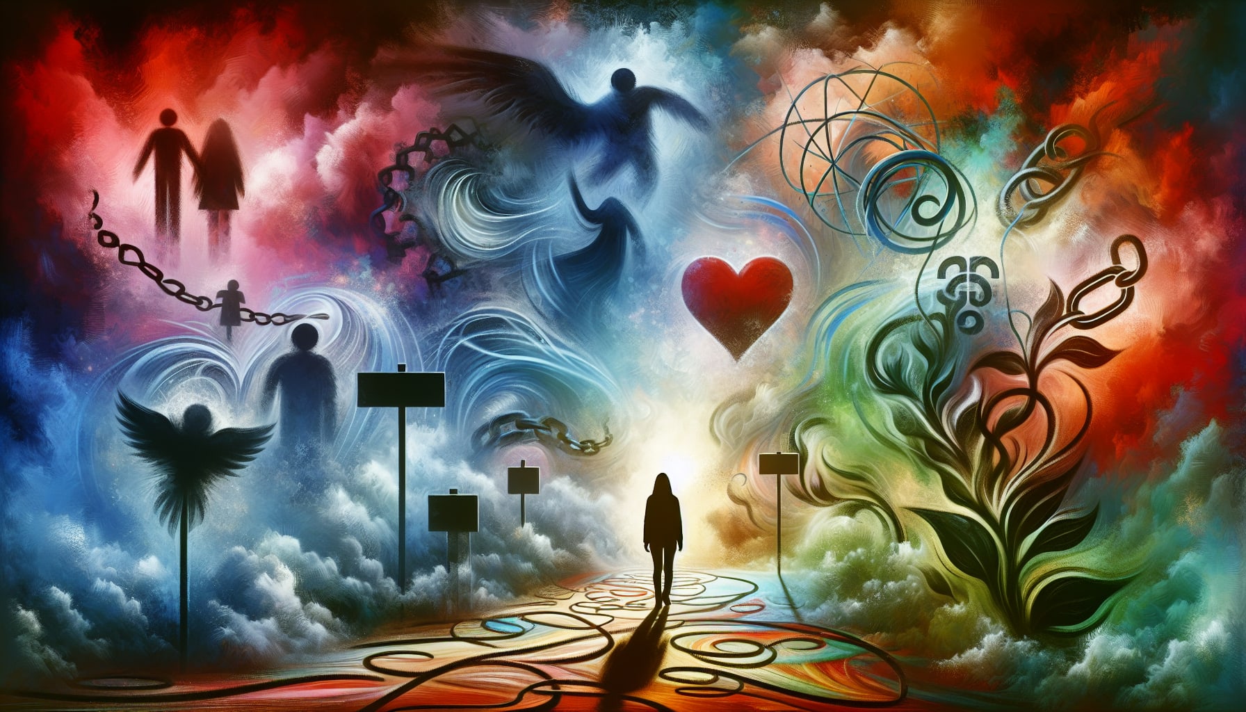 An illustration depicting barriers to leaving an abusive relationship.