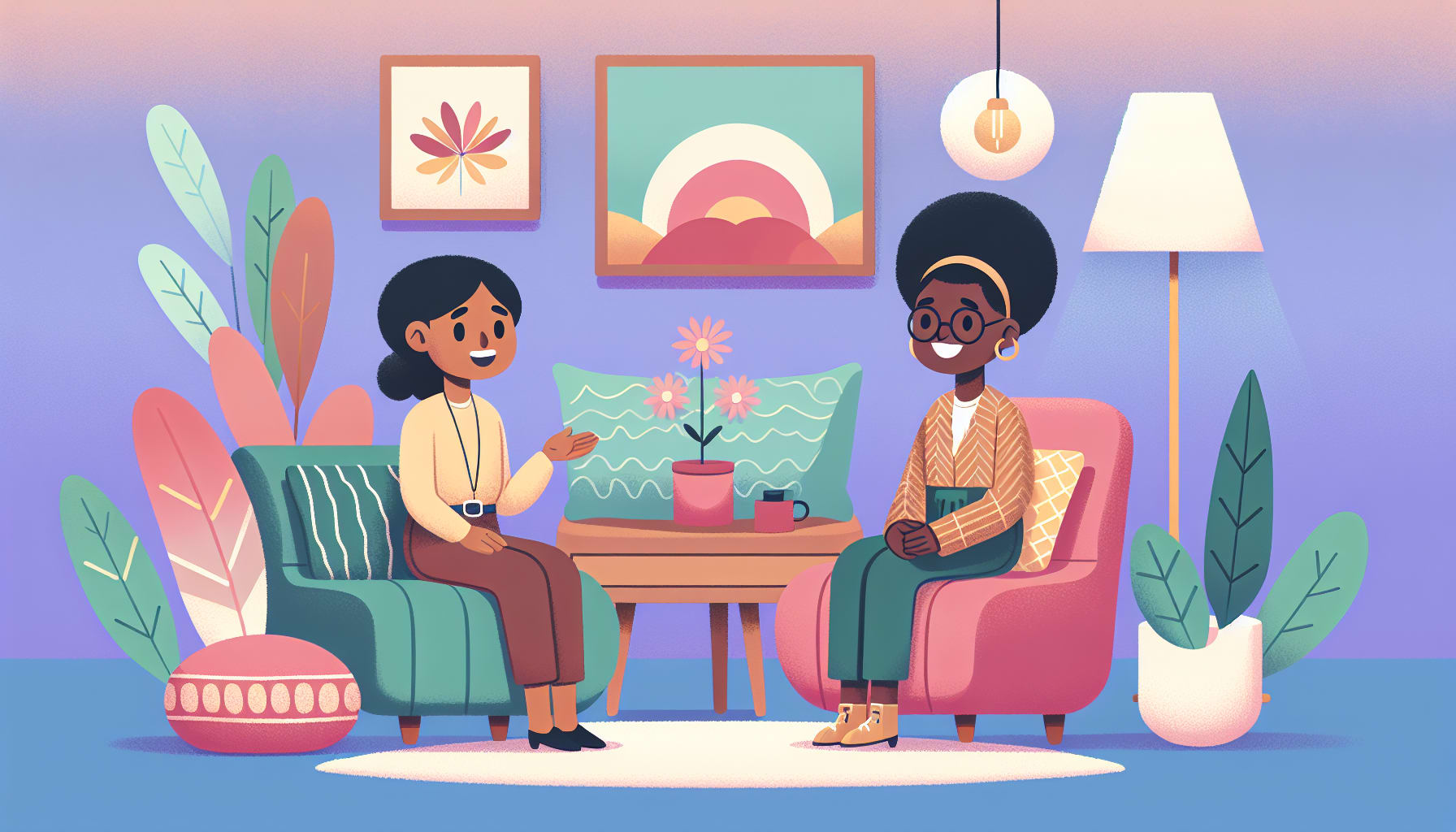 A cartoon representation of a client preparing for an EMDR session.