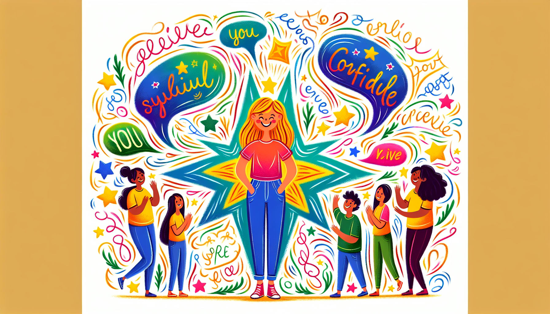 An illustration focused on affirmations for social anxiety relief.