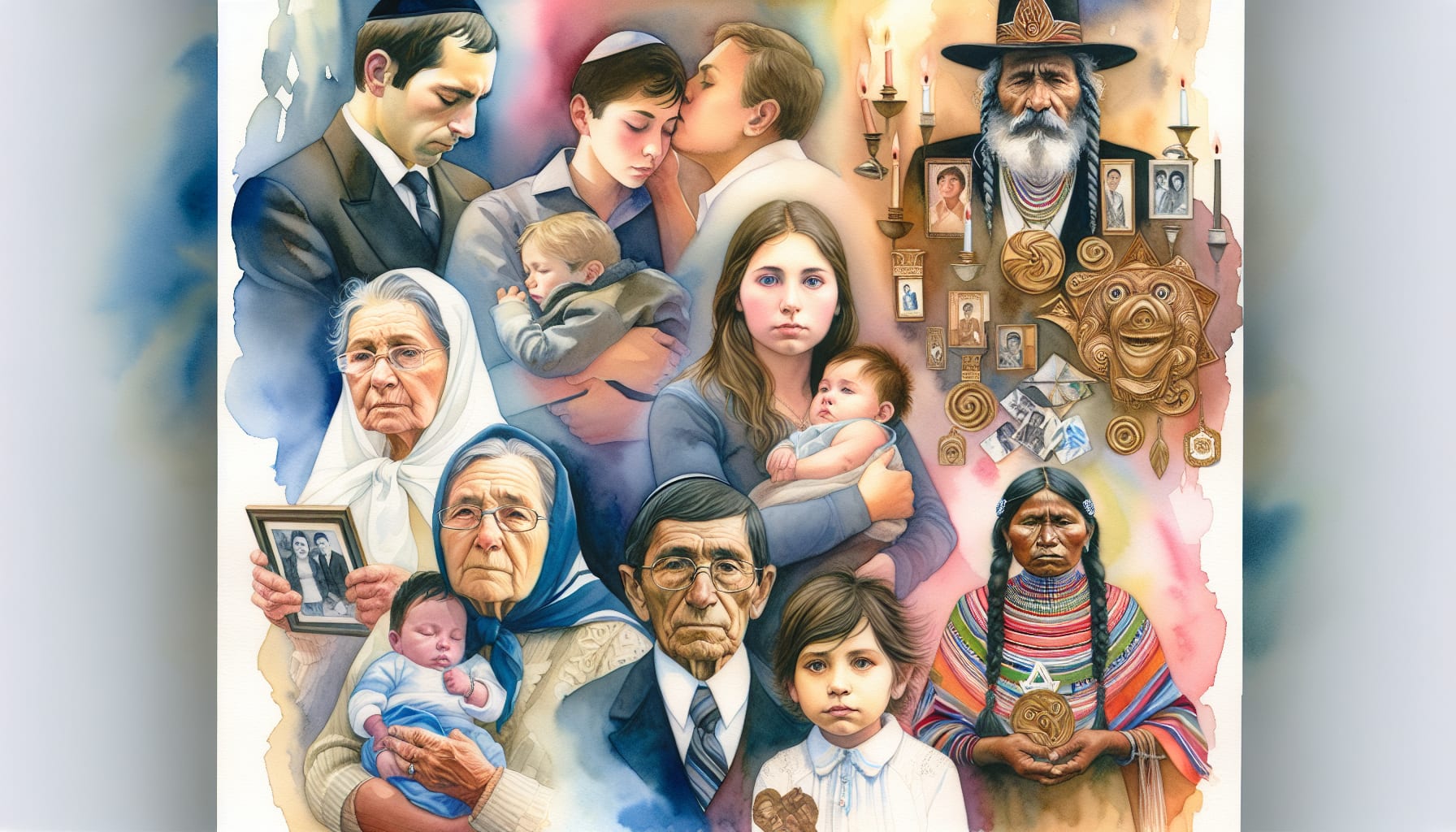 An illustration showcasing case studies of generational grief in different communities.