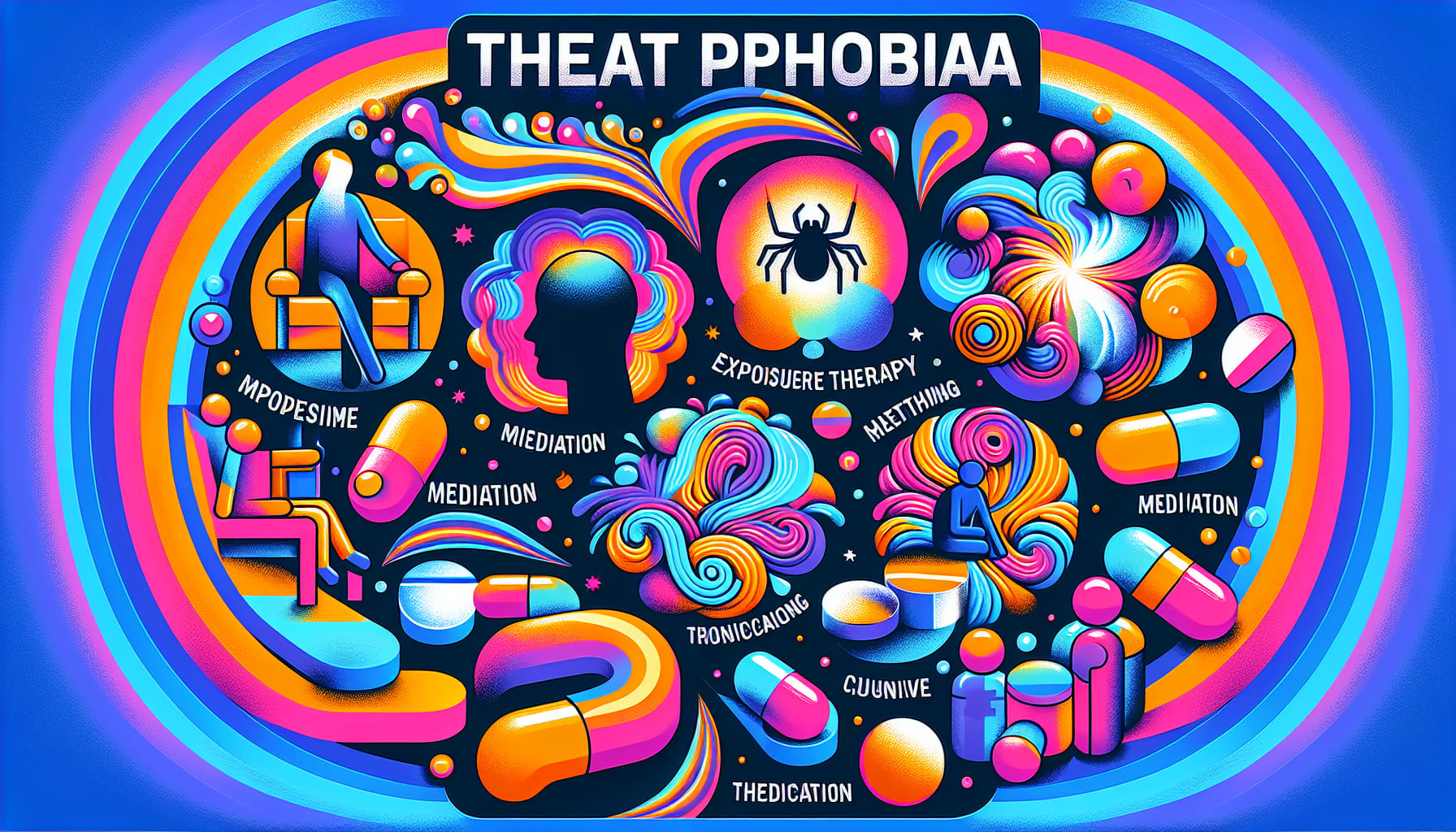 An illustration showing different treatment options for phobias.
