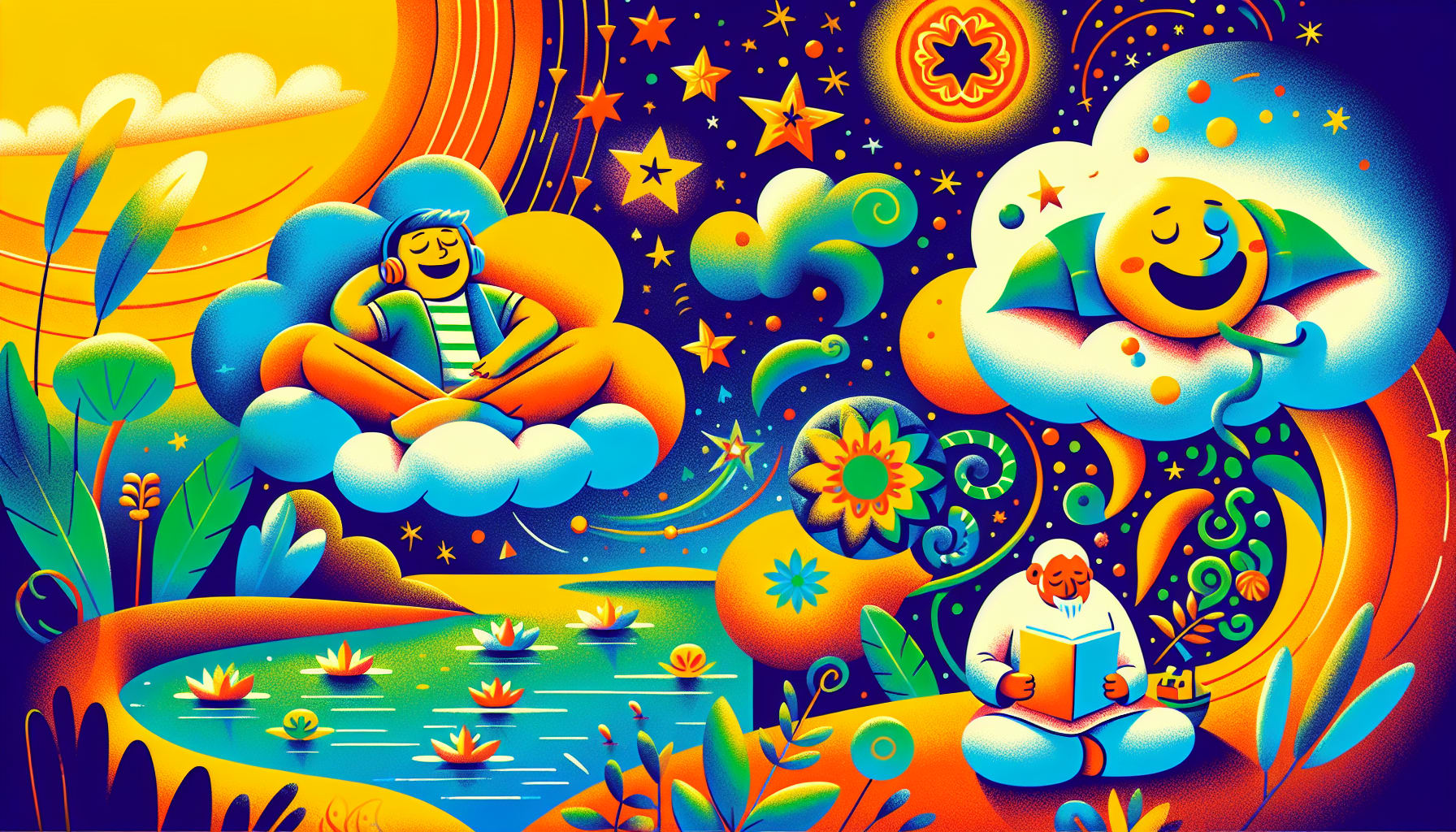 A cartoon showing the benefits of practicing relaxation techniques.