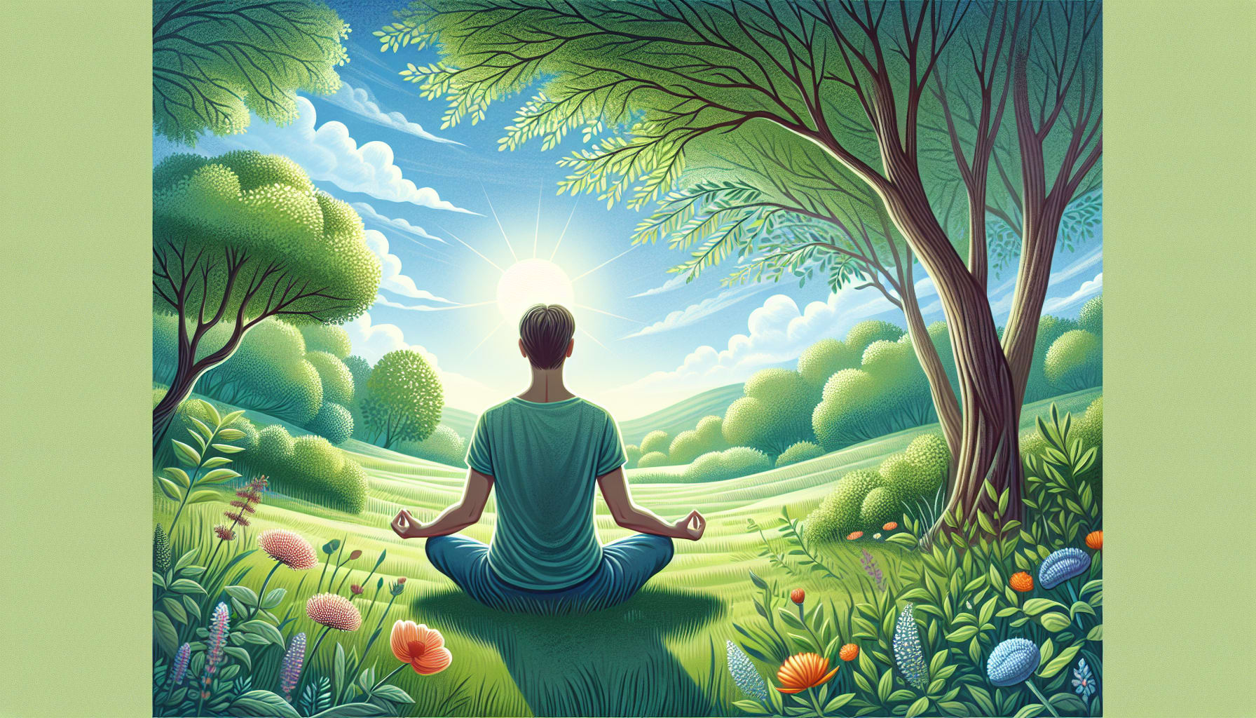 An illustration of deep breathing exercises for stress relief.
