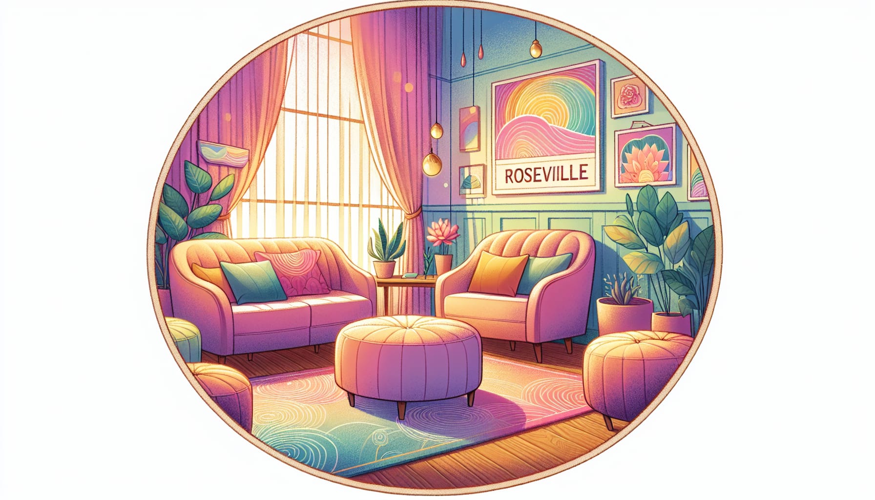 An illustration of a therapist's office in Roseville, CA.