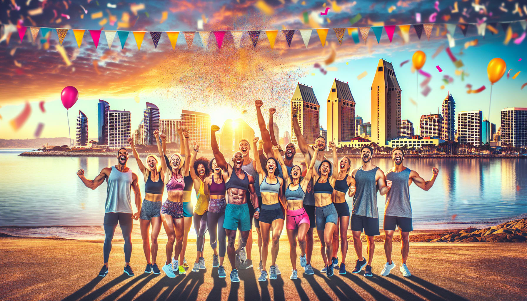 An illustration showcasing success stories from San Diego related to exercise as a keystone habit.