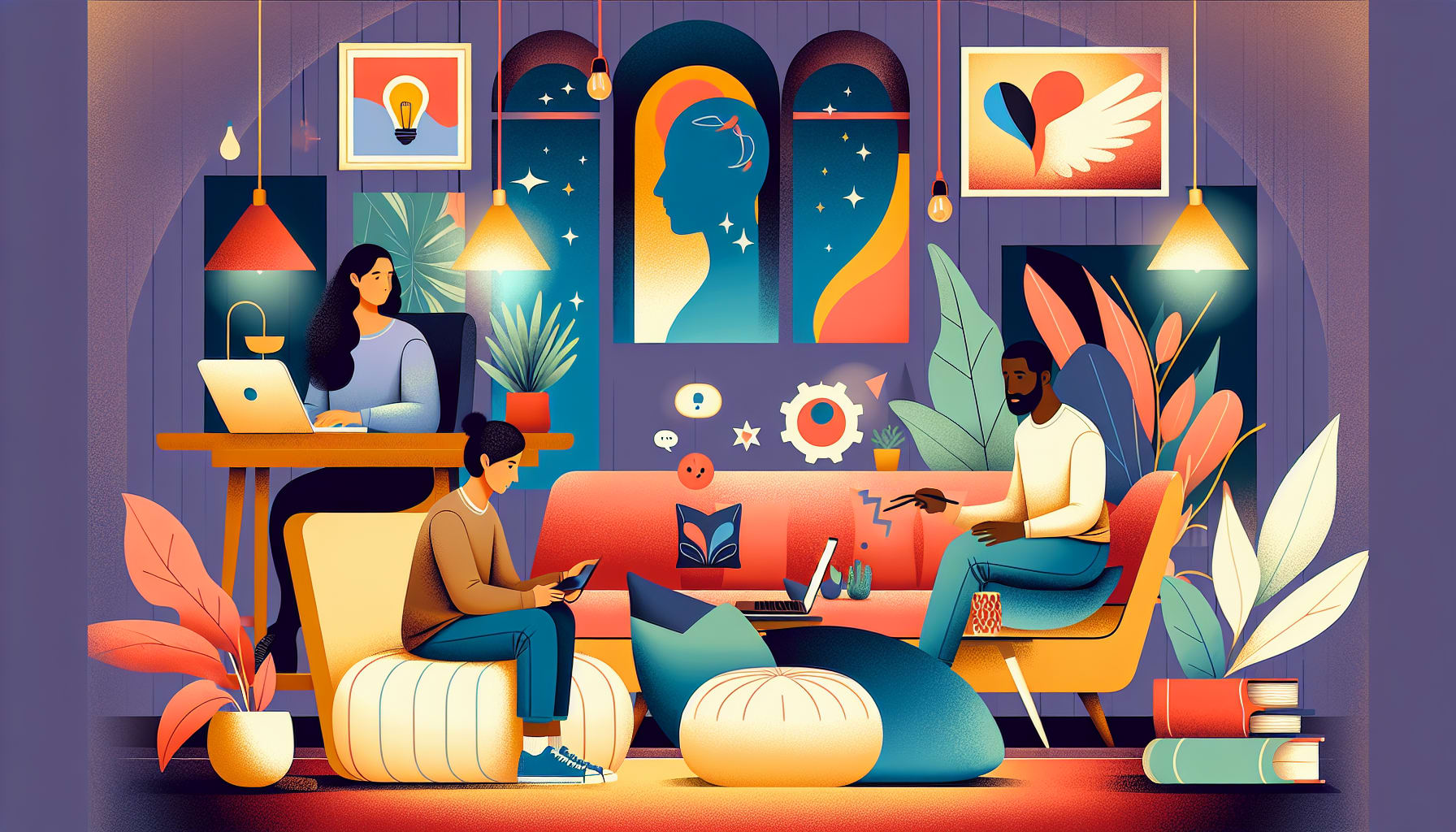 An artistic representation of specialized therapy options available in Los Angeles, highlighting online therapy and individual therapy.