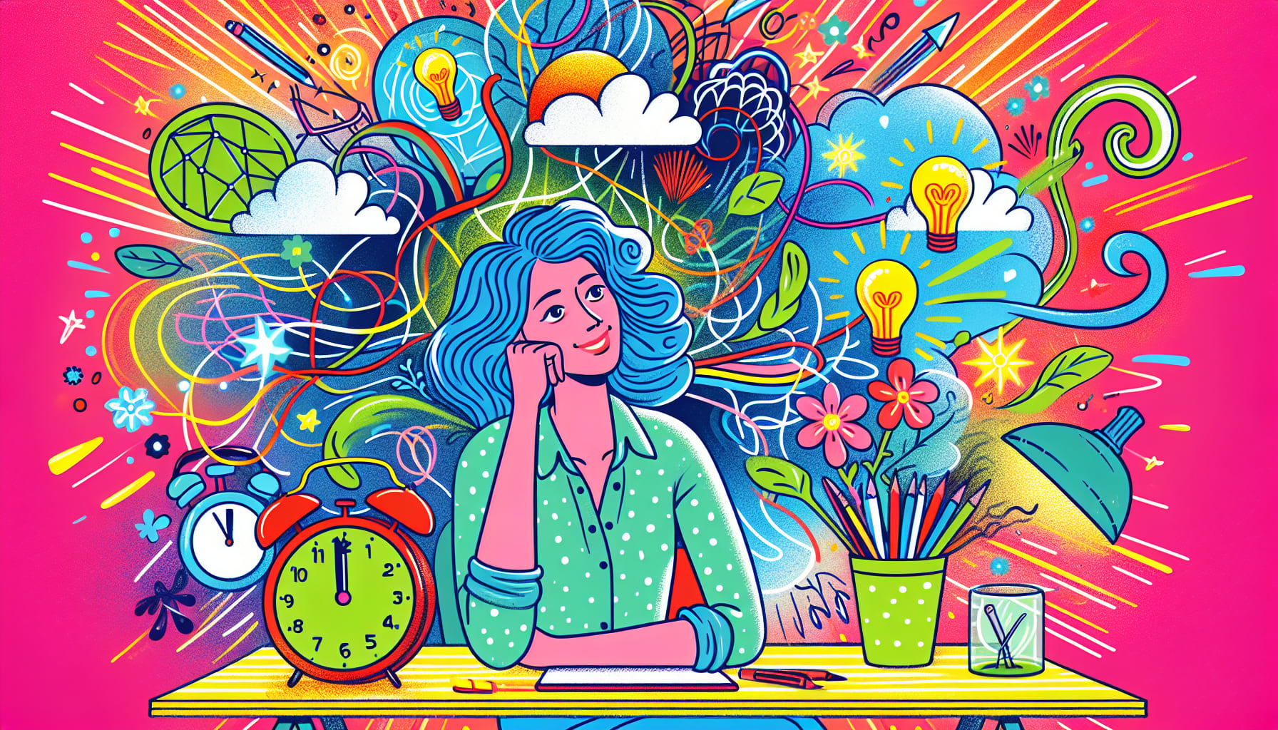 An illustration depicting the benefits of using the worry time technique, focusing on a person feeling relaxed and in control.