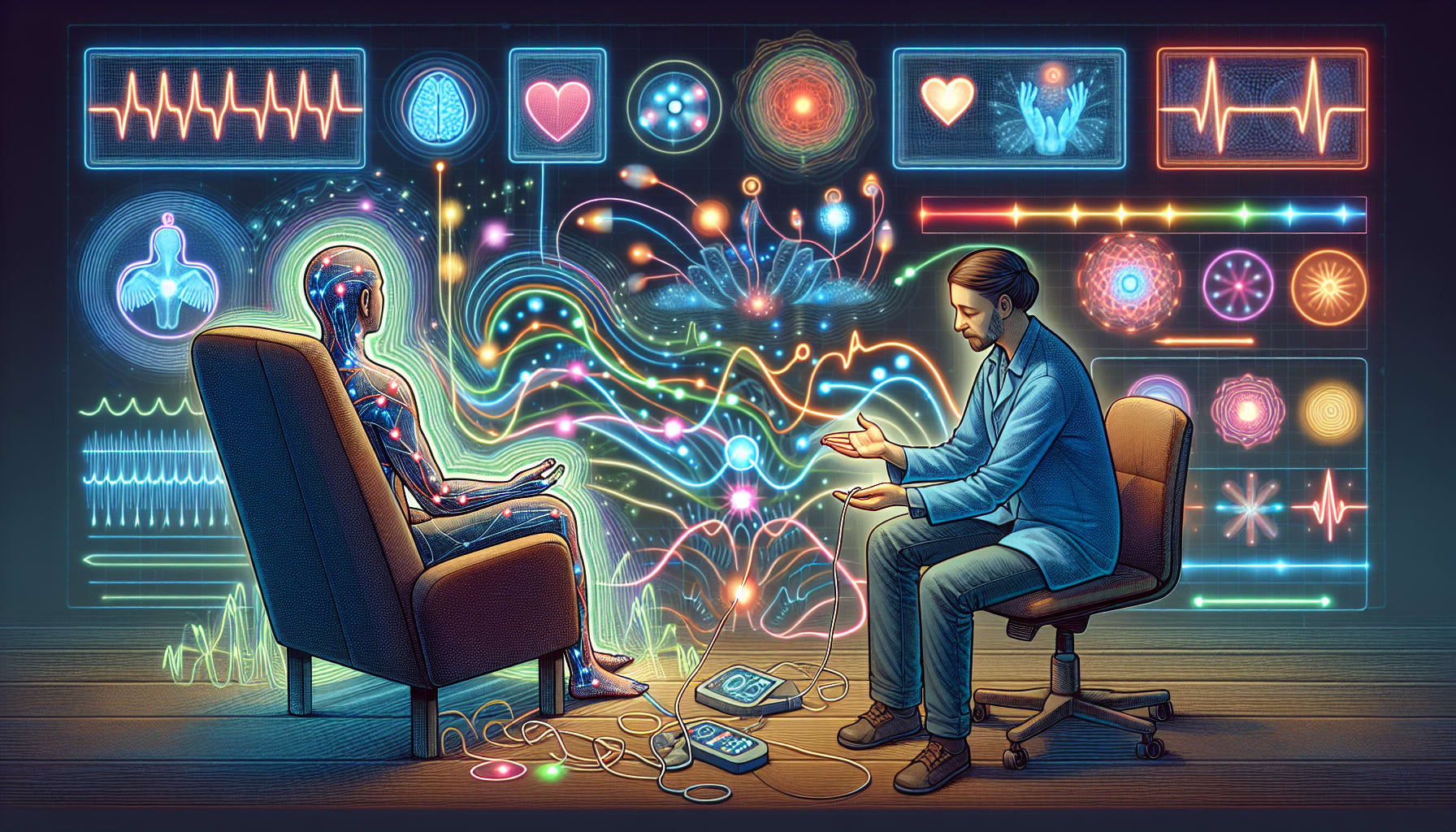 An illustration of the biofeedback training process.