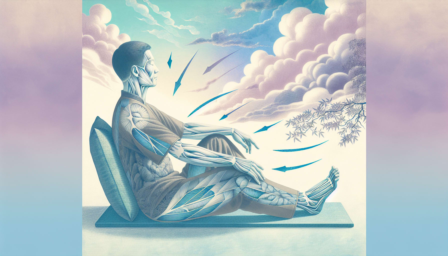 A drawing illustrating progressive muscle relaxation techniques.