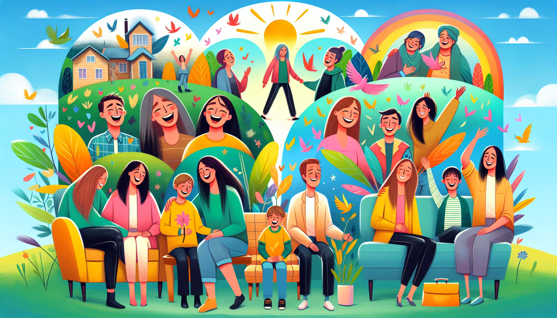 An illustration showcasing success stories of therapy in action, emphasizing the positive outcomes of mental health treatment.