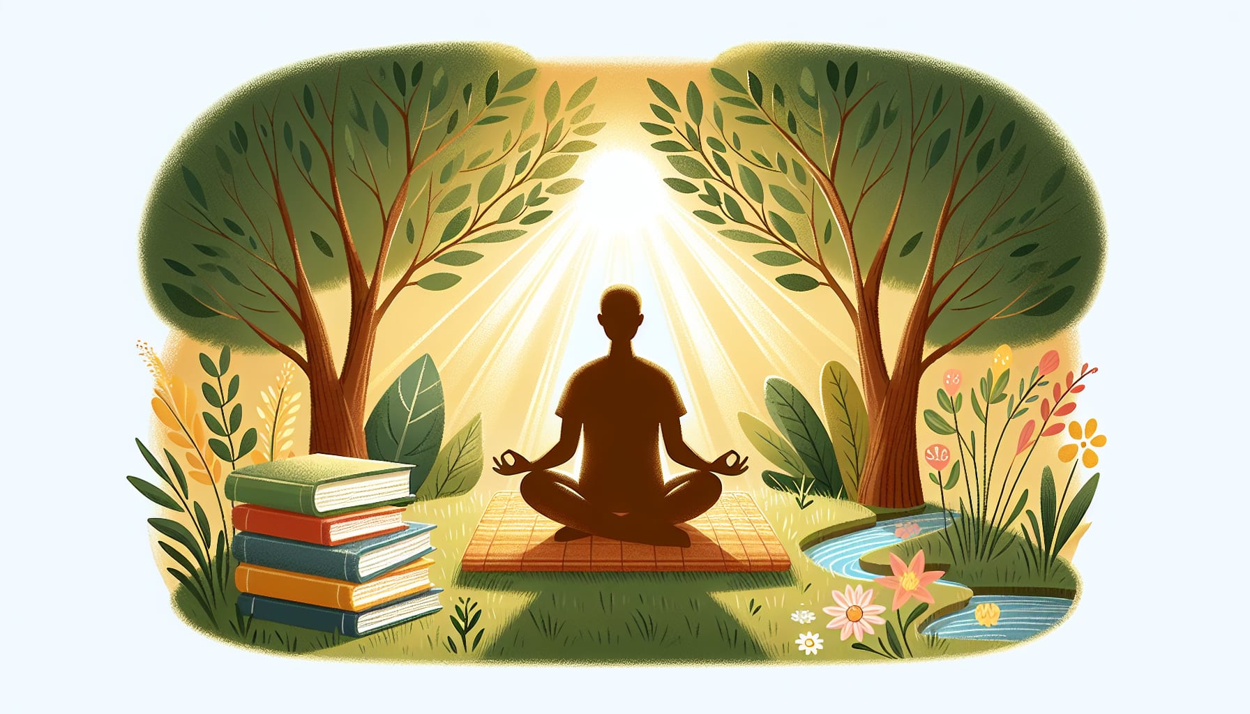 An illustration of someone starting their journey with mindfulness based cognitive therapy.
