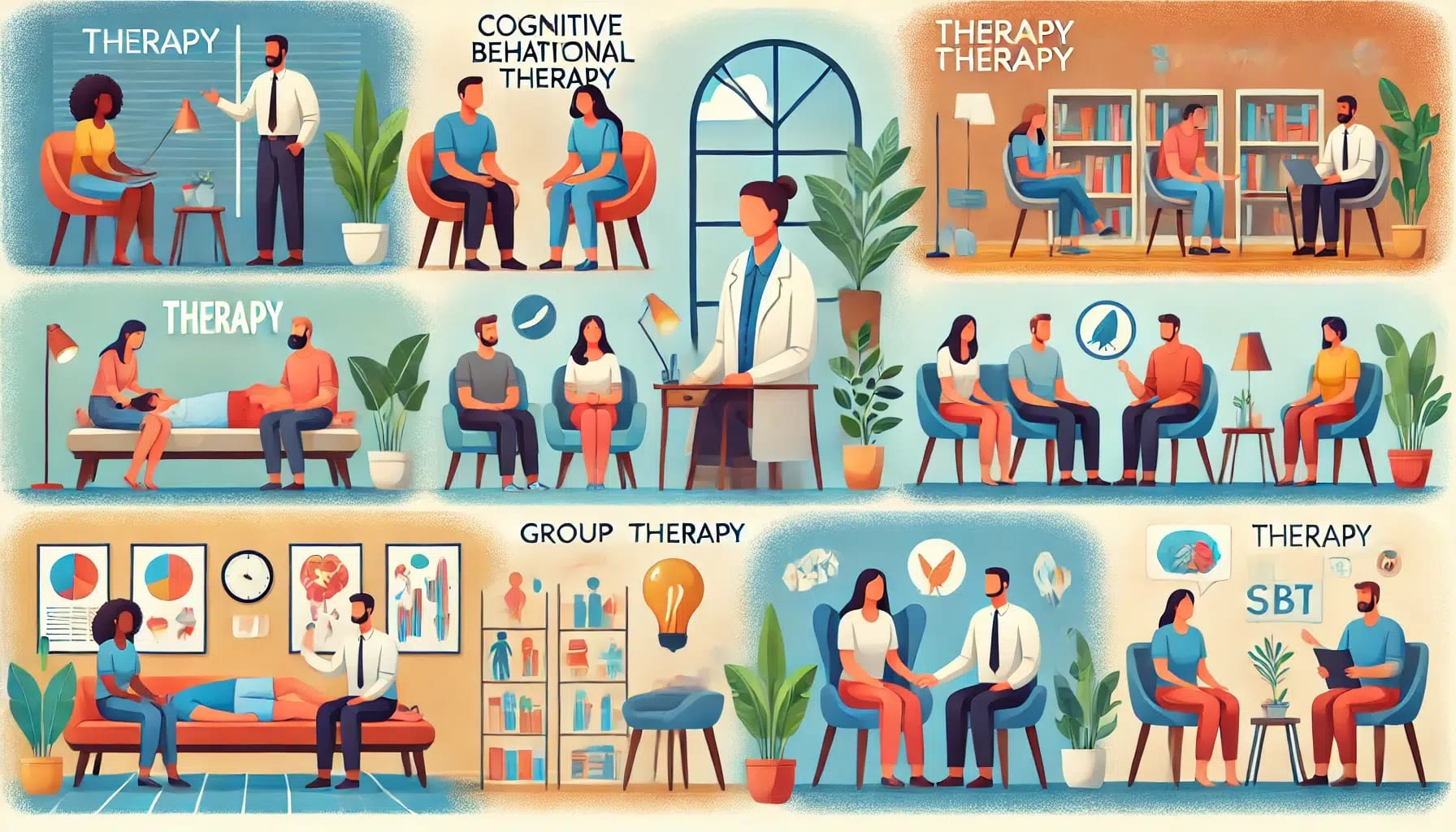 An illustration showcasing therapy options in Los Angeles, including various resources.
