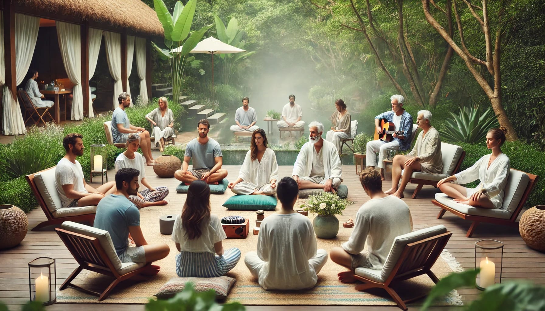 Mental health retreat center in Costa Rica with people gathered and connecting.